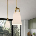 Modway Aspire Pendant Light - White/Satin Brass-Height-Adjustable