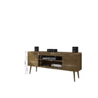 Manhattan Comfort Bradley 62.99" Mid-Century Modern TV Stand - Rustic Brown-Includes 1 Media Hole for Wire Management