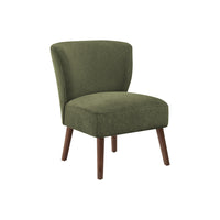 Monarch Specialites Upholstered 33"H Mid-Century Modern Accent Chair With Walnut Solid Wood Legs - Green Fabric-This mid-century inspired accent chair features clean lines and chic green soft touch fabric, making it a seamless addition to living rooms or bedrooms with a modern, fashionable style.