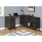 Monarch Specialties - 7492 Bureau 60 po L - En Forme De L/Coin Gris Fonce-Ce bureau en forme de L avec rangement est fini sur tous les côtés pour être placé n'importe où dans un bureau à domicile, et dispose de 2 tiroirs de rangement en combinaison avec un tiroir classeur.