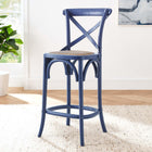 Modway Gear Counter Stool - Midnight Blue-Woven Rattan Seat