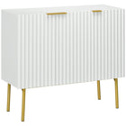 HOMCOM 35.4" L Accent Cabinet - White-A wide tabletop and 2 cabinet with 4 shelves total to keep all your items