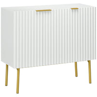 HOMCOM 35.4" L Accent Cabinet - White-A wide tabletop and 2 cabinet with 4 shelves total to keep all your items