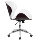 Flash Furniture – Chaise de conférence pivotante à dossier moyen en bois d’acajou et en cuir blanc (SDSDM22405MAHWH)-Dossier mi-hauteur