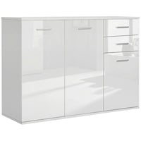 HOMCOM 41.75" L High Gloss Sideboard with 2 Drawers and 3 Doors - White-Contemporary design with beautiful high gloss white color 