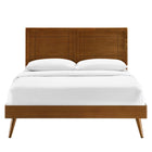 Modway Marlee Wood Twin Platform Bed with Splayed Legs - Walnut-Twin Headboard With Window Pane Detail