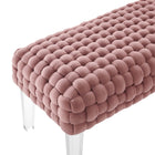 Modway Prologue Woven Performance Velvet Ottoman - Dusty Rose-Weight Capacity: 331 lbs