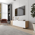 Nexera Riva TV Stand - 72" - Natural Maple/White- Easy Assembly: Experience hassle-free setup with easy assembly features, making it convenient for you