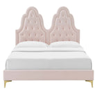 Modway Alexandria Tufté Performance Velours Lit Plateforme Twin Avec Pieds en Métal Doré - Rose-Assemblée requise
