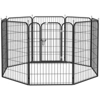 PawHut Heavy Duty 8-Panel Dog Playpen with Door for Multiple Dogs - 39" H-An excellent romping ground and can also work as a partition