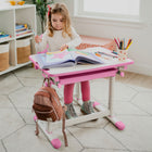 Mount-It! Kids Desk and Chair Set - Pink-Steel and Plastic