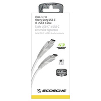 Scosche Heavy Duty USB-C to USB-C Cable - 4 ft - White-Braided cable provides flexibility strength and tangle-free durability