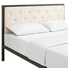 Modway Mia Fabric Queen Bed - Brown Beige-Does not require a box spring