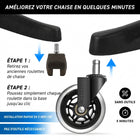 MotionGrey - Roues pour chaise de bureau - Roues de remplacement style rollerblade - Noir - Lot de 12-4
