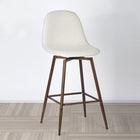 Homy Casa - Tabourets de Bar Modernes 26'' avec Tissu Beige et Pieds en Métal Noyer - Paquet de 2-Assise confortable: Siège moulé ergonomique avec dossier légèrement incurvé et siège rembourré pour un confort optimal.