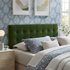 Modway Lily Stain-Resistant Performance Velvet Queen Size Headboard - Moss Green-Biscuit Tufted Design