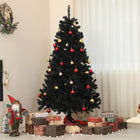 HOMCOM 5' Artificial Christmas Tree with Auto Open - Steel Base - Black-Quick and easy setup with hinge construction and section design, about 15-25 min 