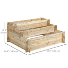 Outsunny 3-Tier Wood Raised Garden Bed - 47" L x 39" W x 21" H - Natural-Stair-step design, take various plant root lengths and size into full consideration 