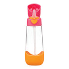 b.box - Tritan Drink Bottle - 600ml - Strawberry Shake-Spill-proof straw and robust handle for school and on-the-go