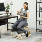 HOMCOM Ergonomic Wood Kneeling Chair with Thick Pads for Improved Posture - Dark Grey-Promote the blood circulation, reduce the pressure on the spine, neck and back