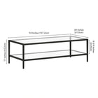 Hudson&Canal Hera 54"W Rectangular Coffee Table with Glass Shelf - Blackened Bronze-9