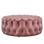 Modway Amour Tufted Button Large Round Performance Velvet Ottoman - Dusty Rose-Ottoman Weight Capacity: 330 lbs