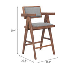 Zuo Delhi Counter Stool - Grey/Walnut - Set of 2-8