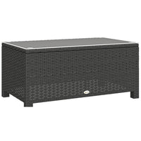 Outsunny - Table basse en rotin avec plateau en verre trempé pour jardin et terrasse extérieur, gris foncé-Idéal pour une utilisation en intérieur ou en extérieur comme table basse