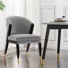 Manhattan Comfort - Chaise de salle à manger moderne Ola 54,5 cm en tissu chenille gris-Cadre en bois d’orme de haute qualité avec embouts en métal doré brossé pour l’élégance et la durabilité
