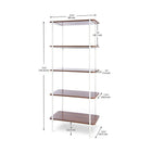 Can-Bramar - Bibliothèque Modernatta à 5 tablettes, sur pied, cadre blanc mat avec plateau de table en mélamine noyer clair-5 étagères