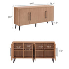 Manhattan Comfort Jodie 64.6" Mid-Century Modern Sideboard - Maple-Includes 8 Adjustable Hidden Shelves