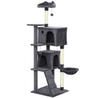 PawHut - Arbre à chat 63 po avec poteaux à griffer en sisal, condos - gris foncé-Comprend un condo, un hamac et des plateformes, répondant à tous les besoins de votre chat 