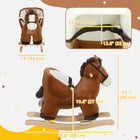 Qaba - Baby rocking horse, cheval à bascule en peluche avec sons - marron-Le rembourrage doux en coton PP offre une assise confortable aux enfants 