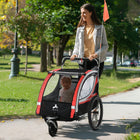 Aosom - Remorque vélo bébé 3 en 1 2 places haute visibilité - Rouge-Les poches de rangement facilitent le transport de vos effets personnels 