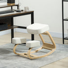 HOMCOM - Chaise à genoux ergonomique en bois avec coussins épais pour améliorer la posture - blanc crème-Aide à améliorer la productivité 