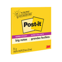 Post-it Super Sticky Big Note - 11"x11" - Yellow - 30 sheets-Provides large canvas to capture important thoughts or ideas so they aren’t missed