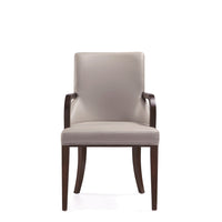 Manhattan Comfort - Fauteuil de salle à manger moderne Shubert 57 cm, revêtement en similicuir et velours, gris clair-Fauteuil de salle à manger moderne pour salle à manger et usage de travail