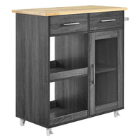 Modway Culinary Kitchen Cart With Towel Bar - Charcoal Natural-Modern Kitchen Cart
