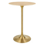 Modway Lippa 28" Round Natural Wood Bar Table - Gold Natural-Modern Bar Table