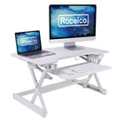 Rocelco 32" Sit To Stand Ergonomic Adjustable Height Desk Riser with Easy Up-Down Handles, White-Health Benefits: Easy and affordable solution to start enjoying the health benefits of standing while you work