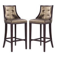 Manhattan Comfort - Tabouret de bar Fifth Avenue 19" traditionnel rembourré en similicuir - bronze et noyer - lot de 2-Tabouret de bar traditionnel avec dossier parfait pour une utilisation au bar et dans la cuisine. Ensemble de 2