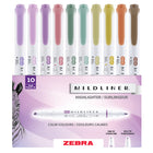 Zebra Mildliner Double-Sided Highlighter - Calm Color Set - 10 Set-Double ended featuring bullet and chisel tip