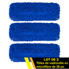 Gritt Commercial - Tête de vadrouille à poussière en microfibre bouclée - 24 po x 5 po - Bleu - Paquet de 3-Facile à laver pour une durabilité accrue