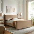 Modway Rael Performance Velvet Queen Platform Bed - Taupe-Wood Slat Support System