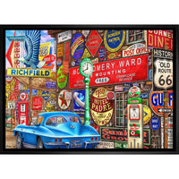 Along Route 66 by Michel Fishel - Framed Canvas - 31" x 22"-High-quality art print professionally matted and framed