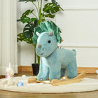 Qaba - Cheval à bascule en peluche sur rockers en bois - vert-Base en bois pour un mouvement de balancement fluide d'avant en arrière 