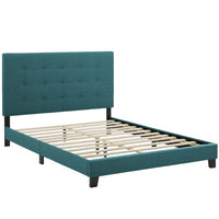 Modway Melanie Tufted Button Upholstered Fabric Twin Platform Bed - Teal-Platform Bed Frame With Headboard