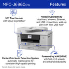 Brother INKvestment MFC-J6960DW Wireless Colour Inkjet All-in-One Printer with 3.5” Touchscreen-Superior print speeds. Engineered with MAXIDRIVE Technology for impressive print speeds of up to 31 ppm in black and up to 30 ppm in colour.(8)