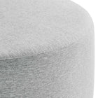 Modway Callum Large 38" Round Woven Heathered Fabric Upholstered Ottoman - Heathered Weave/Light Grey-Weight Capacity: 506 lbs.