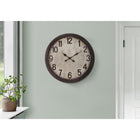 Monarch Specialties Clocks 20" Round Wall Clock - Brown -The easy to read analog clock features bold numerical markings on a parchment style paper background under a clear glass surface